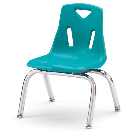 Jonti-Craft Berries Stacking Chairs with Chrome-Plated Legs, 10 in. Ht, Set of 6, Teal 8140JC6005